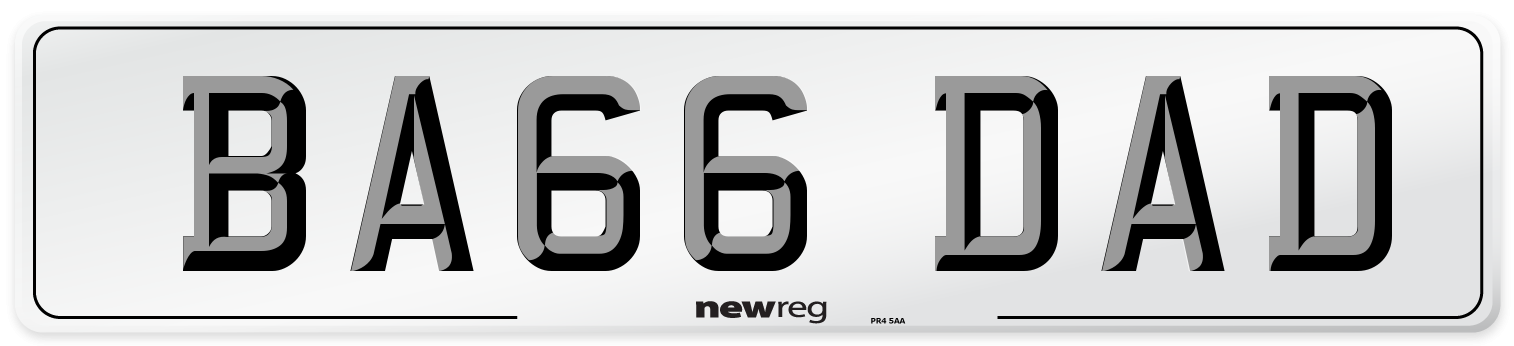 BA66 DAD Number Plate from New Reg